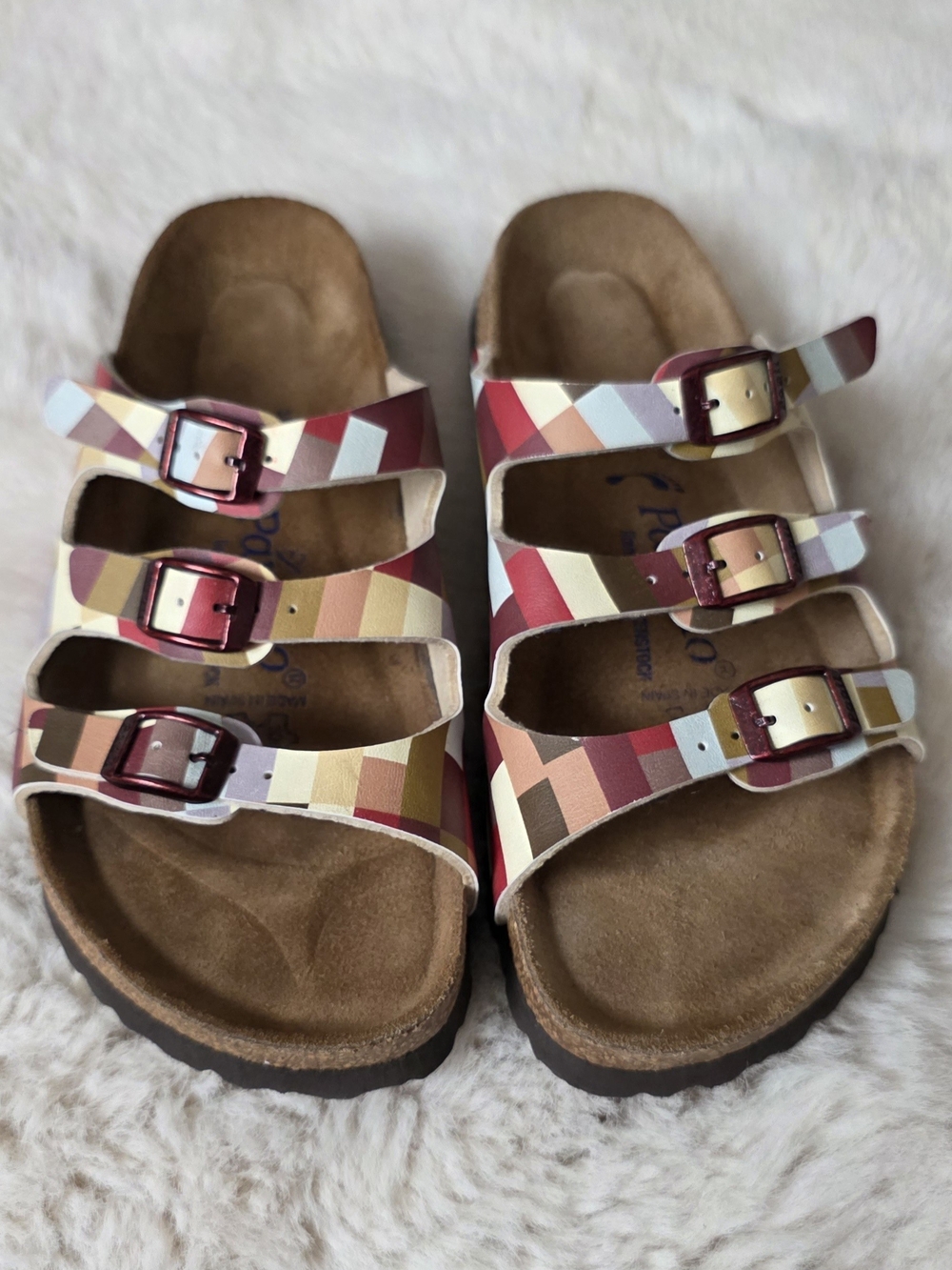 Papillio By Birkinstok Women's  Multicolor Striped Triple-Buckle Sandals
